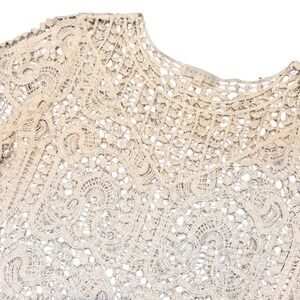 Adiva 100% Cotton Crochet Knit Top Boho Lace Scalloped Edge Retro Festival XL